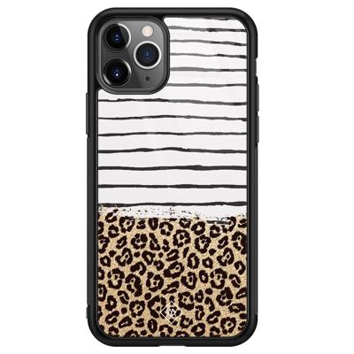 iPhone 11 Pro Max glazen hardcase - Leopard lines