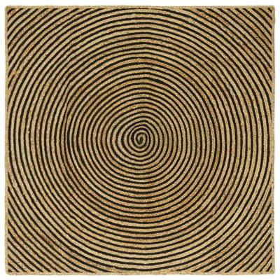 Vloerkleed Natuurlijk en Zwart 120 x 120 cm Jute Vloerkleed Natuurlijk en Zwart 120 x 120 cm Jute