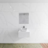 Badkamermeubelset Mondiaz LAGOM 60 cm met Topblad Gecentreerde Wastafel Solid Surface Opzetkom Binx Met 1 Kraangat Mat Wit (1 lade) - thumbnail