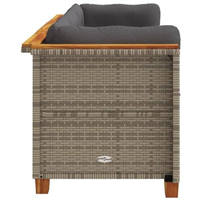 Tuinbank 3-zits met kussens poly rattan grijs Tuinbank 3-zits met kussens poly rattan grijs