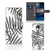 Sony Xperia 10 Hoesje Leaves Grey - thumbnail