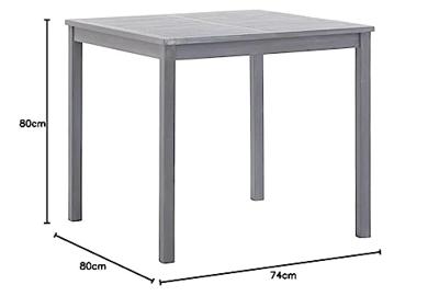 Tuintafel 80x80x74 cm massief acaciahout grijs