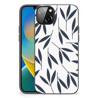 iPhone 14 Plus Bloemen Hoesje Leaves Blue - thumbnail