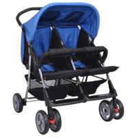 VidaXL Tweelingwagen staal rood en zwart - thumbnail