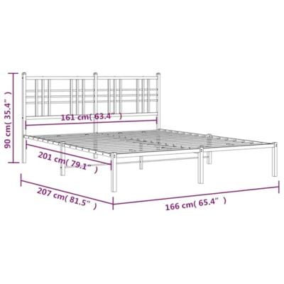 Bedframe met hoofdbord metaal wit 160x200 cm