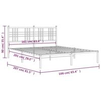Bedframe met hoofdbord metaal wit 160x200 cm - thumbnail