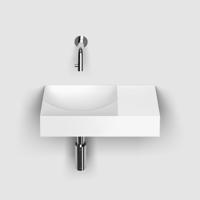 Clou Vale Fontein - 38x19x7cm - voorbewerkt kraangat rechts - mat wit CL/03.13161.R - thumbnail