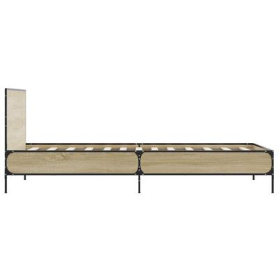 Bedframe bewerkt hout metaal sonoma eikenkleurig 200x200 cm