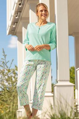 Turquoise dames pyjama Hajo