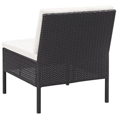3-delige Loungeset met kussens poly rattan zwart 3-delige Loungeset met kussens poly rattan zwart