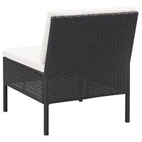 3-delige Loungeset met kussens poly rattan zwart - thumbnail