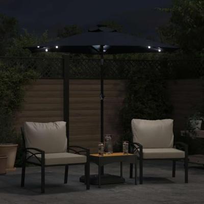 VidaXL Parasol met led's en stalen paal 225x225x212 cm zwart VidaXL Parasol met led's en stalen paal 225x225x212 cm zwart