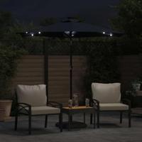 VidaXL Parasol met led's en stalen paal 225x225x212 cm zwart - thumbnail