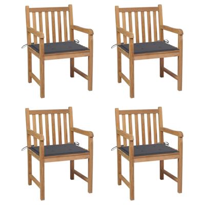 Tuinstoelen 4 st met antracietkleurige kussens massief teakhout