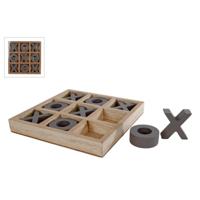 Houten Tic Tac Toe Spel 19x19x3 cm - thumbnail