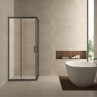 Douchecabine BWS Vierkant Hoekinstap 2 Schuifdeuren 80x80x200cm 8mm Helder Glas met Nano Coating Mat Zwart - thumbnail