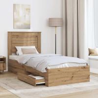 Bedframe met lade met hoofdeinde met opslag Bewerkt hout - thumbnail