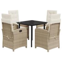 5-delige Tuinset met kussens poly rattan beige - thumbnail