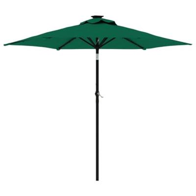 VidaXL Parasol met led's en stalen paal 225x225x212 cm groen