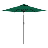 Parasol met LED's en stalen paal 225x225x212 cm groen - thumbnail