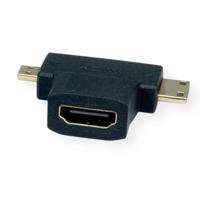 VALUE HDMI T-Adapter, HDMI - HDMI Mini + HDMI Micro - thumbnail