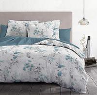 Dekbedovertrekset - HOME LINGE PASSION - POMPADOUR - 100% Katoen - 140x200 cm - Wit/Bloem - thumbnail