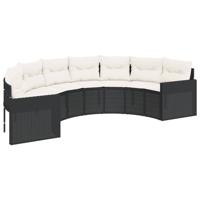3-delige Loungeset halfrond poly rattan zwart - thumbnail