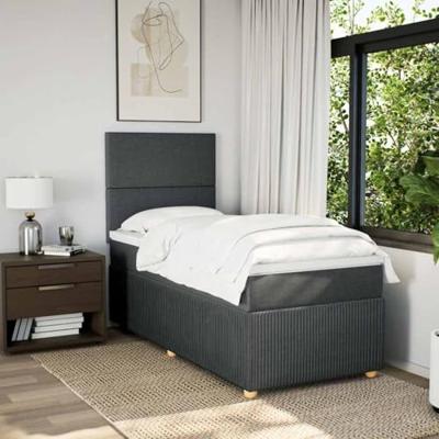 Boxspring met matras stof donkergrijs 90x190 cm