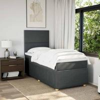 Boxspring met matras stof donkergrijs 90x190 cm - thumbnail