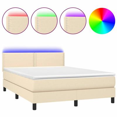 Boxspring met matras en LED stof crèmekleurig 140x190 cm