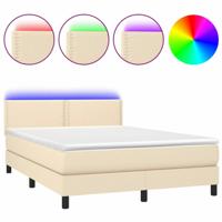 Boxspring met matras en LED stof crèmekleurig 140x190 cm - thumbnail