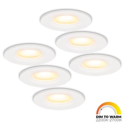 Set van 6 Venezia LED inbouwspots - 6 Watt 460lm - Dim to warm - Rond - Dimbaar - IP65 waterdicht - Wit - Voor binnen, buiten en badkamer Set van 6 Venezia LED inbouwspots - 6 Watt 460lm - Dim to warm - Rond - Dimbaar - IP65 waterdicht - Wit - Voor binnen, buiten en badkamer