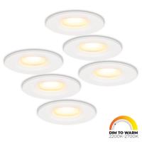 Set van 6 Venezia LED inbouwspots - 6 Watt 460lm - Dim to warm - Rond - Dimbaar - IP65 waterdicht - Wit - Voor binnen, buiten en badkamer - thumbnail
