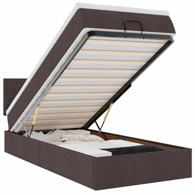 Ottoman bed met matras en LED's 140x200cm stof donkerbruin - thumbnail