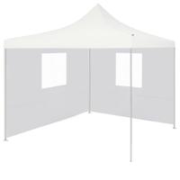 VidaXL Partytent met 2 zijwanden inklapbaar 2x2 m staal wit - thumbnail