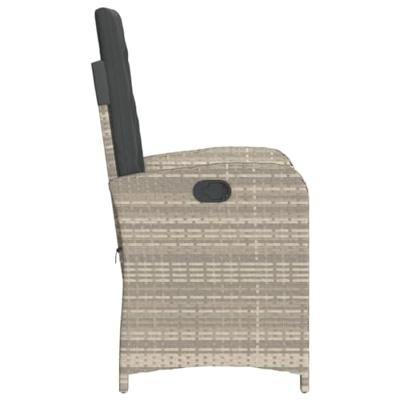 Tuinstoelen 2 st verstelbaar met kussens poly rattan lichtgrijs - thumbnail