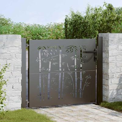 Tuinpoort, Tuinpoort 105x75 cm Cortenstaal Bamboe Ontwerp Zwart