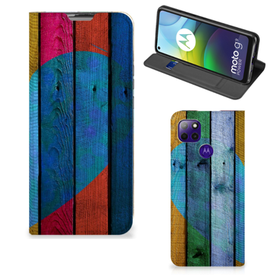 Motorola Moto G9 Power Book | Wallet Case | Wood Heart - Cadeau voor je Vriend