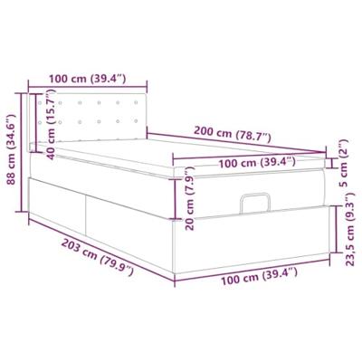 Ottoman bed met matrassen en LED's 100x200cm kunstleer grijs