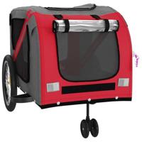 Hondenfietstrailer oxford stof en ijzer rood en grijs - thumbnail