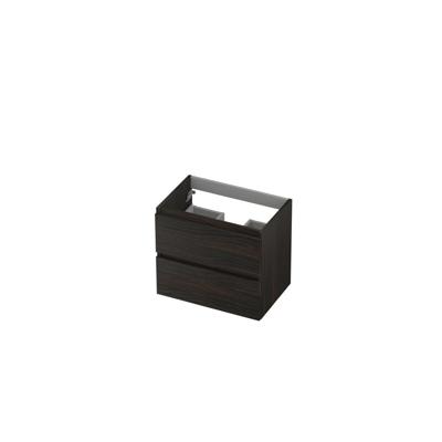 INK - Onderkast 2 Laden Greeploos met Houten Keerlijst - 600x400x520 Mm - Intens Eiken