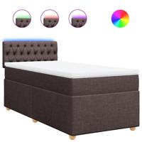 Boxspring met matras stof donkerbruin 90x190 cm - thumbnail