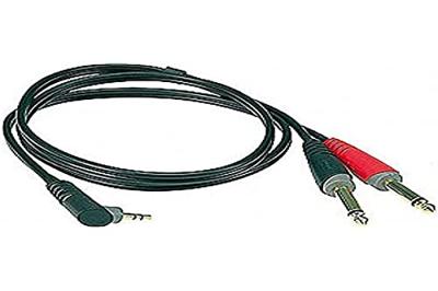 Klotz AY5A0200 Y-kabel 3.5mm 3p haaks - 2x 6.35mm 2p recht 2m