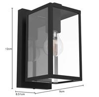 Eglo Budrone wandlamp 27cm zwart - thumbnail