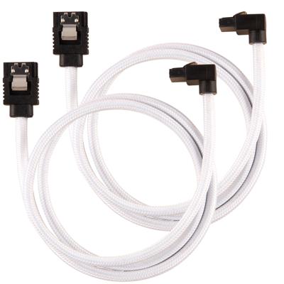 Corsair Premium SATA3-kabel, schuin/recht (6 Gbps, 60 cm, 90 graden), met ommanteling, wit