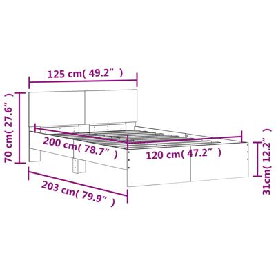 Bedframe met hoofdeinde zwart 140x190 cm