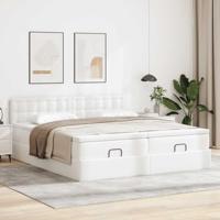 Ottoman bed met matrassen 200x200cm kunstleer wit - thumbnail