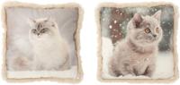Kussen kat polyester grijs/wit s 40x40x15 cm 1 stuk Jolipa - Hortus - thumbnail