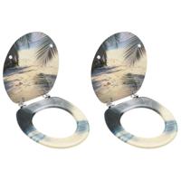 Toiletbrillen met deksel 2 st strand MDF - thumbnail