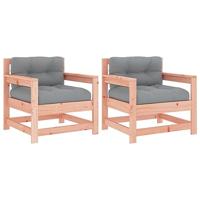 Tuinstoelen 2 st met kussens massief douglashout - thumbnail
